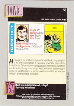 1992 Impel DC Comics Cosmic #55 Hawk Back