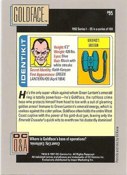 1992 Impel DC Comics Cosmic #95 Goldface Back