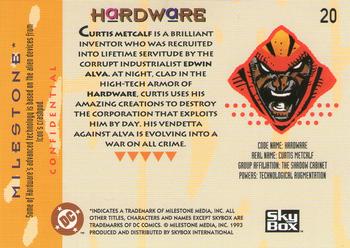 1993 SkyBox Milestone: The Dakota Universe #20 Hardware Back