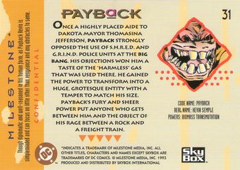 1993 SkyBox Milestone: The Dakota Universe #31 Payback Back