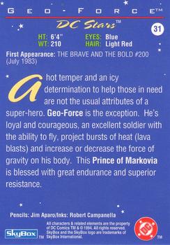 1994 SkyBox DC Stars #31 Geo-Force Back