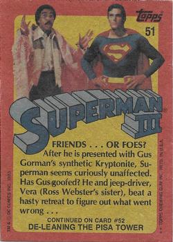 1983 Topps Superman III #51 Friends ... or Foes? Back