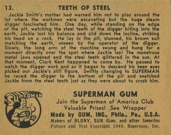 1941 Gum Inc. Superman (R145) #13 Teeth of Steel Back