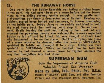 1941 Gum Inc. Superman (R145) #21 The Runaway Horse Back