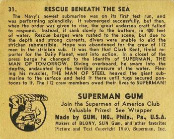 1941 Gum Inc. Superman (R145) #31 Rescue Beneath the Sea Back