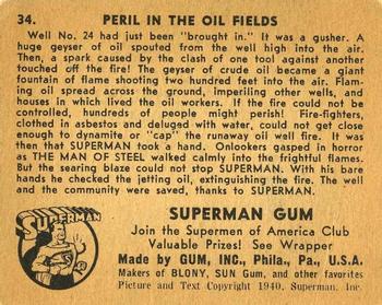 1941 Gum Inc. Superman (R145) #34 Peril in the Oil Fields Back