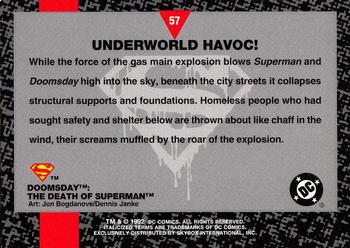 1992 SkyBox Doomsday: The Death of Superman #57 Underworld Havoc! Back