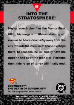 1992 SkyBox Doomsday: The Death of Superman #59 Into the Stratosphere! Back