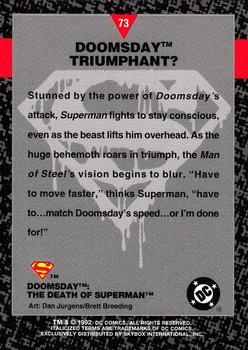 1992 SkyBox Doomsday: The Death of Superman #73 Doomsday Triumphant? Back