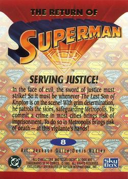 1993 SkyBox The Return of Superman #8 Serving Justice! Back