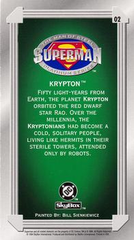 1994 SkyBox Superman: Man of Steel Platinum Series #02 Krypton Back