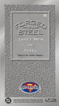 1994 SkyBox Superman: Man of Steel Platinum Series - Forged-in-Steel SculptorCast #FS2 Three Men of Steel Back
