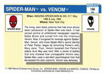 1990 Impel Marvel Universe #106 Spider-Man vs. Venom Back