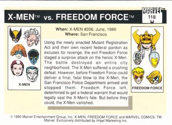 1990 Impel Marvel Universe #118 X-Men vs Freedom Force Back