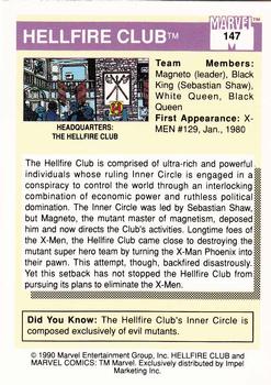 1990 Impel Marvel Universe #147 Hellfire Club Back