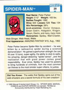 1990 Impel Marvel Universe #29 Spider-Man Back