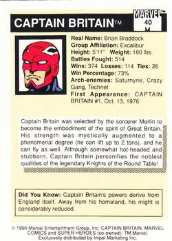 1990 Impel Marvel Universe #40 Captain Britian Back