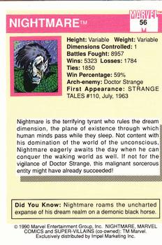 1990 Impel Marvel Universe #56 Nightmare Back