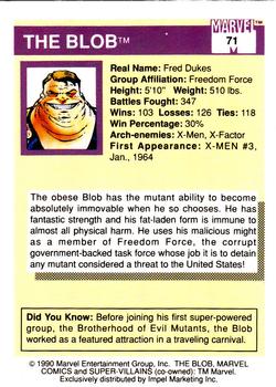 1990 Impel Marvel Universe #71 The Blob Back