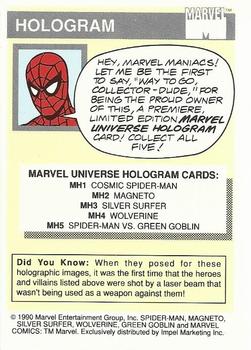 1990 Impel Marvel Universe - Holograms #MH5 Spider-Man / Green Goblin Back