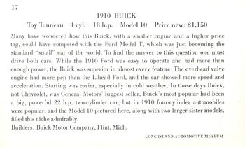 1961 Milton Bradley American Heritage Automobiles #17 1910 Buick Model 10 Toy Tonneau Back