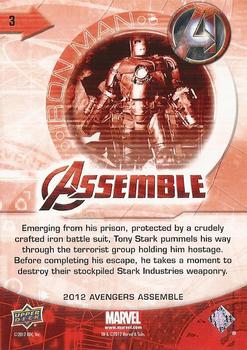2012 Upper Deck Avengers Assemble #3 Iron Man Back
