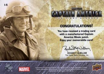 2011 Upper Deck Captain America The First Avenger - Insignia Patch #I-5 Steve Rogers Back