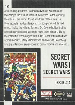2011 Rittenhouse Marvel Universe #12 Secret Wars - Issue #4 Back