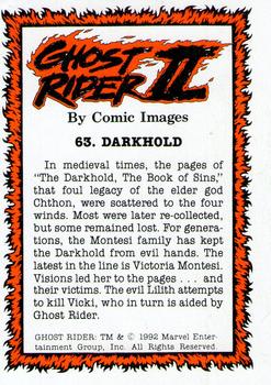 1992 Comic Images Ghost Rider II #63 Darkhold Back
