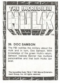 1991 Comic Images The Incredible Hulk #39 Doc Samson Back