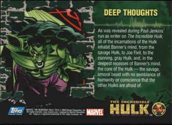 2003 Topps The Incredible Hulk #23 Deep Thoughts Back