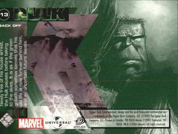 2003 Upper Deck The Hulk Film and Comic #13 Back Off Back