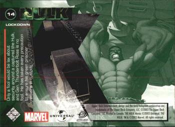 2003 Upper Deck The Hulk Film and Comic #14 Lockdown Back