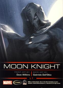 2012 Rittenhouse Legends of Marvel: Moon Knight #L1 (standing, blue top left) Back