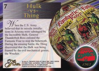 1994 Flair Marvel Annual #7 Hulk vs Thing Back