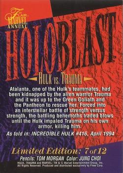 1995 Flair Marvel Annual - HoloBlast #7 Hulk vs. Trauma Back
