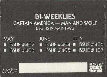 1992 Marvel Comics Bi-Weekly Promos #3 Captain America Back