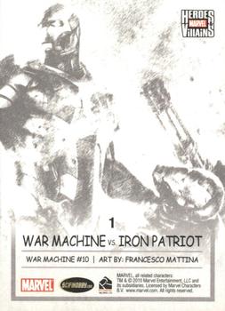 2010 Rittenhouse Marvel Heroes and Villains #1 War Machine vs. Iron Patriot Back