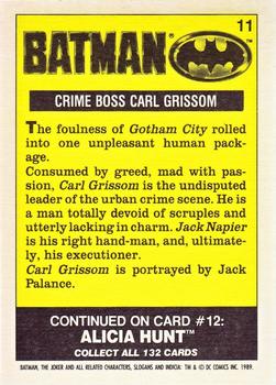 1989 Topps Batman - Collector's Edition (Tiffany) #11 Crime Boss Carl Grissom Back