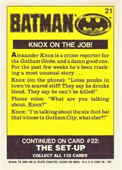 1989 Topps Batman - Collector's Edition (Tiffany) #21 Knox on the job! Back