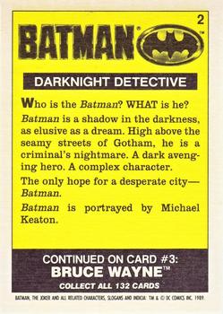 1989 Topps Batman - Collector's Edition (Tiffany) #2 Darknight Detective Back