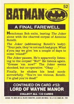 1989 Topps Batman - Collector's Edition (Tiffany) #52 A Final Farewell Back