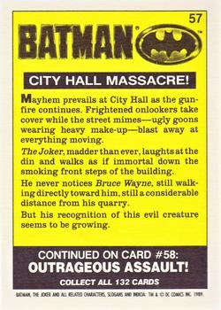 1989 Topps Batman - Collector's Edition (Tiffany) #57 City Hall Massacre? Back