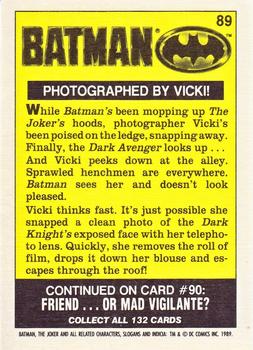 1989 Topps Batman - Collector's Edition (Tiffany) #89 Photographed by Vicki! Back