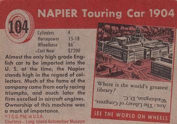 1953-55 Topps World on Wheels (R714-24) #104 1904 Napier touring Car Back