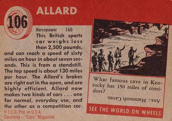 1953-55 Topps World on Wheels (R714-24) #106 Allard Sports Car Back