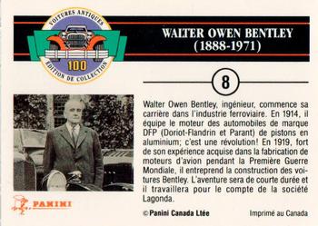 1992 Panini Antique Cars French Version #8 Walter Owen Bentley Back