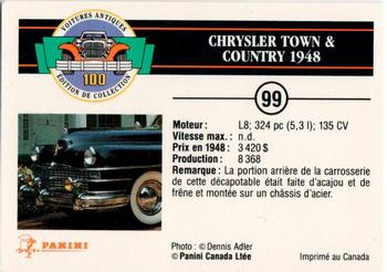 1992 Panini Antique Cars French Version #99 Chrysler Town & Country 1948 Back