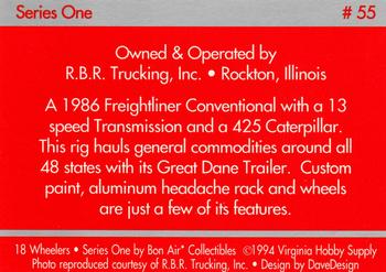 1994-95 Bon Air 18 Wheelers #55 R.B.R. Trucking Inc - 1986 Freightliner/425 Cat Back