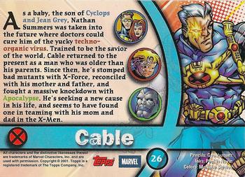 2001 Topps Marvel Legends #26 Cable Back